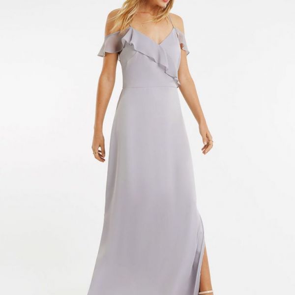 satin maxi bridesmaid dress