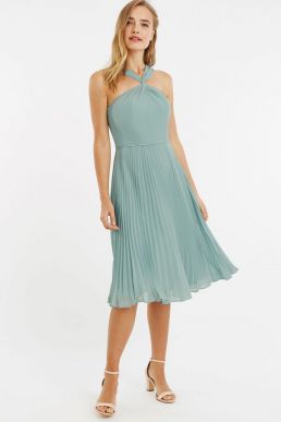 Oasis Twist Slinky Short Bridesmaid Dress, Pale Grey - SALE Bridesmaid