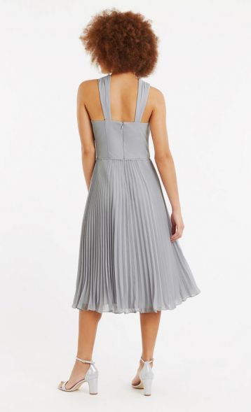 Oasis Twist Slinky Short Bridesmaid Dress Pale Grey