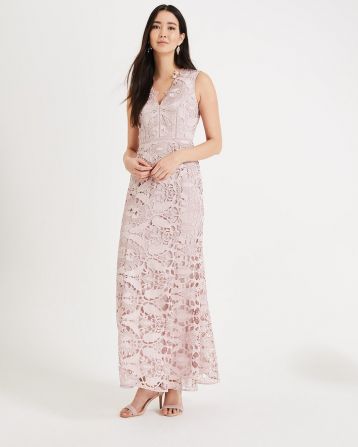 Phase Eight Zoey Lace Maxi Dress Pink Blush