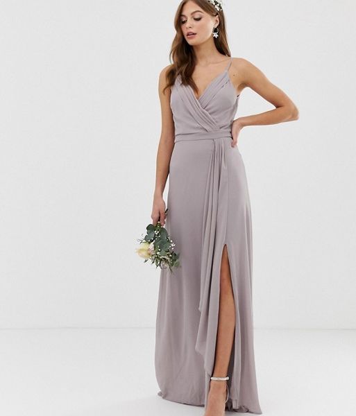 grey wrap bridesmaid dress