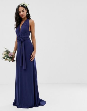 TFNC bridesmaid exclusive multiway maxi dress in navy