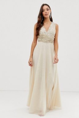 asos champagne bridesmaid dress