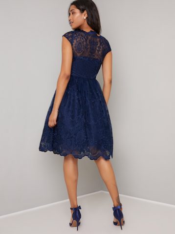 Chi Chi April Lace Bridesmaid Short Dress Navy Blue myonewedding