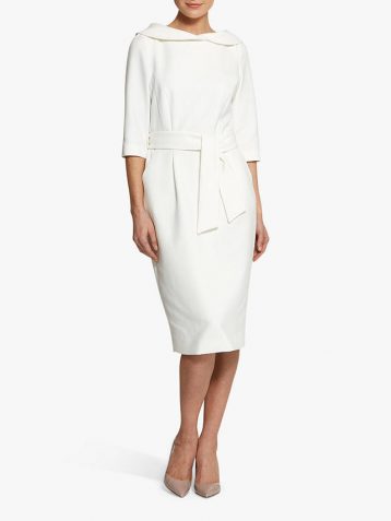 Helen McAlinden Elsa Sleeve Shift Dress, White - myonewedding.co.uk