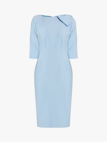 Helen McAlinden Natalie Bow Detail Pencil Dress Light Blue