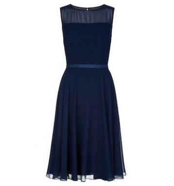 Hobbs Abigale Sheer Short Dress Navy Blue