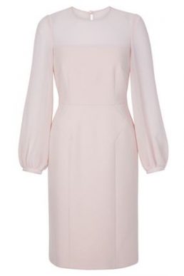 Hobbs Mila Sheer Sleeve Shift Dress Pale Pink Blush