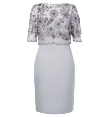 Hobbs Anna Floral Lace Shift Dress Silver