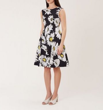 Hobbs Rhona Daisy Print Dress White Black