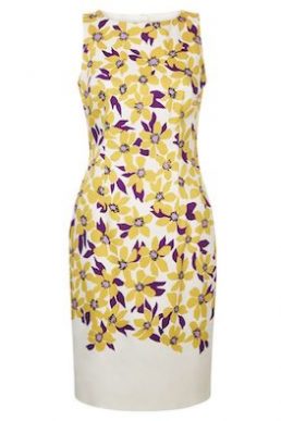 Hobbs Fiona Print Shift Dress Yellow Purple Multi