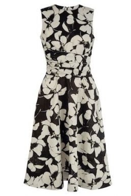 Hobbs Twitchill Linen Floral Print Dress Black White