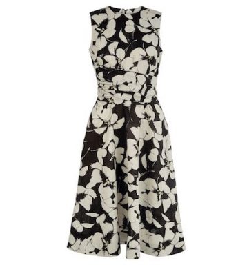 Hobbs Twitchill Linen Floral Print Dress Black White