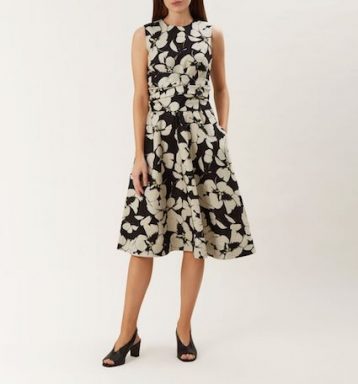 Hobbs Twitchill Linen Floral Print Dress Black White