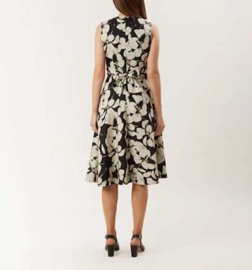 Hobbs Twitchill Linen Floral Print Dress Black White