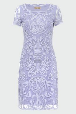 Phase Eight Natalia Embroidered Dress Lilac Powder Blue