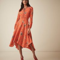 Orange on sale dress reiss