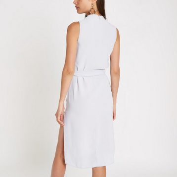 River Island Pale blue cowl neck tie waist sleeveless dress