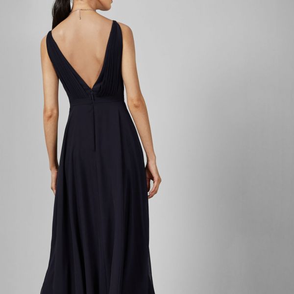 celeyst v neck georgette midi dress