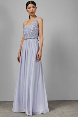 Ted Baker FINELLA One shoulder maxi bridesmaid dress Pale Blue Lilac