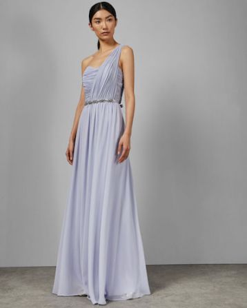 Ted Baker FINELLA One shoulder maxi bridesmaid dress Pale Blue Lilac