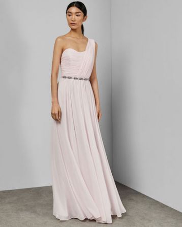 Ted Baker FINELLA One shoulder maxi bridesmaid dress Blush Pink