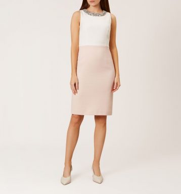 Hobbs Arizona Embellished Shift Dress Pink Ivory