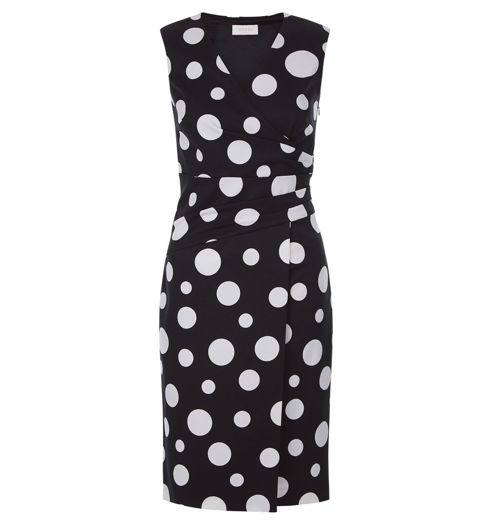 Hobbs Elsa Spot Shift Dress, Black/Ivory - myonewedding.co.uk