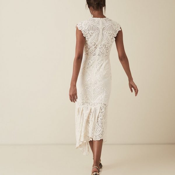 lace overlay midi dress