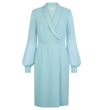 Hobbs Lana Tux Shift Dress Blue Aqua