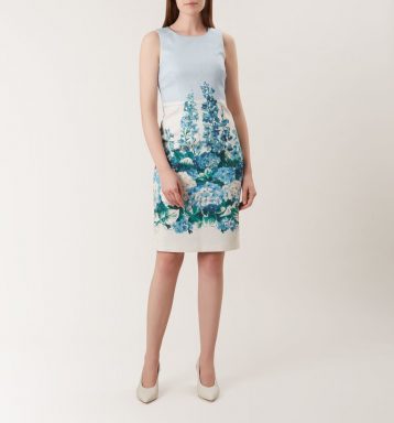 Hobbs Hydrangea Shift Dress Blue White