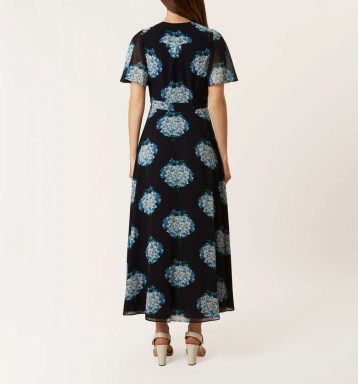 Hobbs Floral Hydrangea Wrap Dress Blue Navy