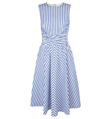 Hobbs Twitchill Linen Dress Blue White