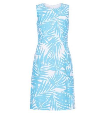 Hobbs Allison Palm Print Shift Dress Blue White