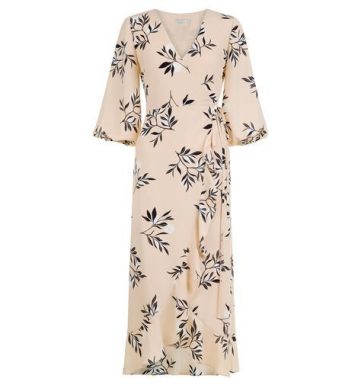 Hobbs Kayla Leaf Print Sleeve Dress Pink Multi