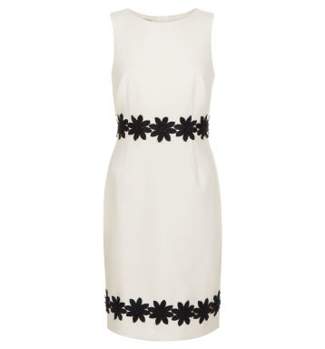 Hobbs Louise Embroidered Shift Dress Black White