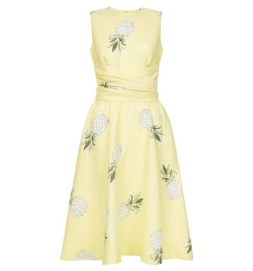 Hobbs Twitchill Pineapple Linen Dress Yellow Multi