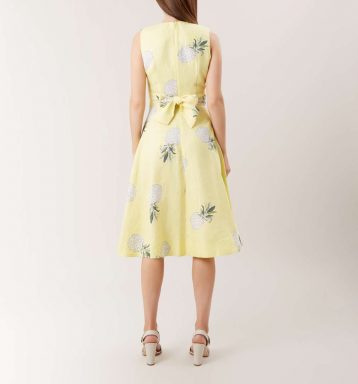 Hobbs Twitchill Pineapple Linen Dress Yellow Multi