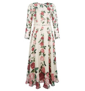 Hobbs Victoria Rose Sleeve Dress Ivory Pink