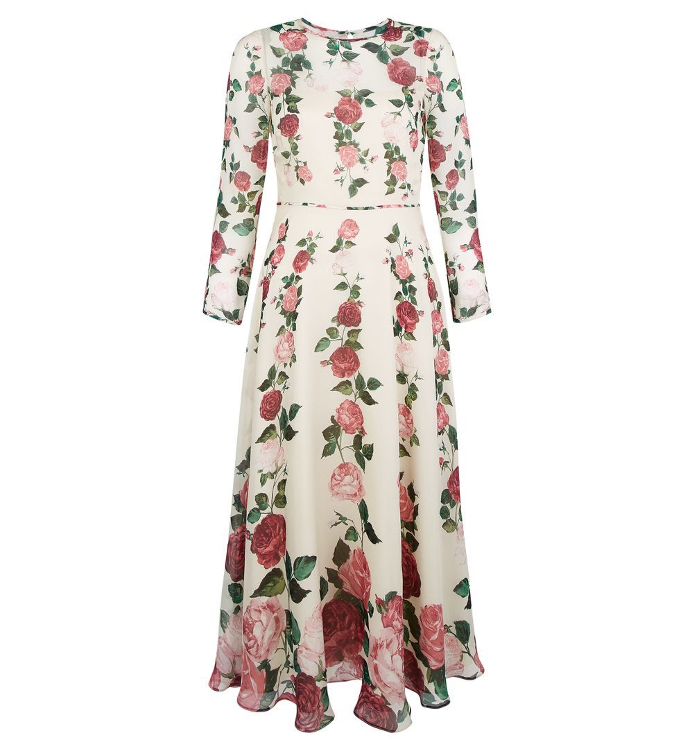 Hobbs Victoria Rose Sleeve Dress, Ivory/Pink - myonewedding.co.uk