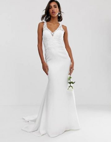 ASOS EDITION embellished lace bodice wedding dress with crepe skirt Ivory