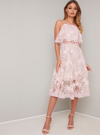 Sheer floral overlay dress sale