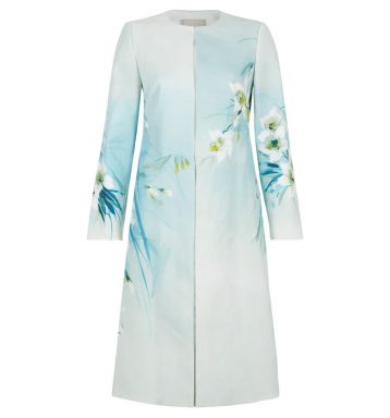 Hobbs Amelie Floral Coat Blue White