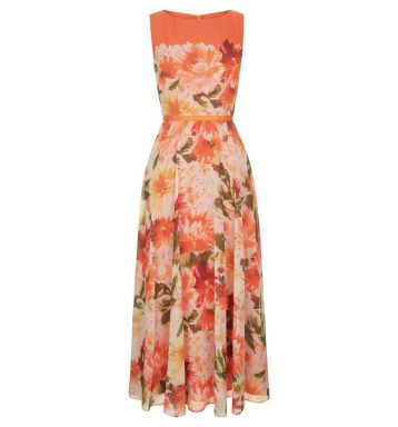 Hobbs Carly Floral Print Dress Orange Multi