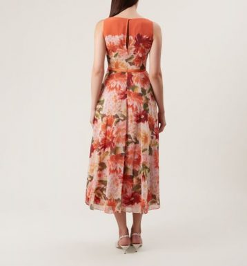 Hobbs Carly Floral Print Dress Orange Multi