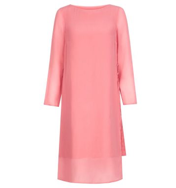 Hobbs Edie Sleeve Silk Dress Pink