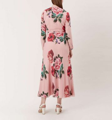 Hobbs Emery Floral Silk Dress, Red/Pink - Image 3