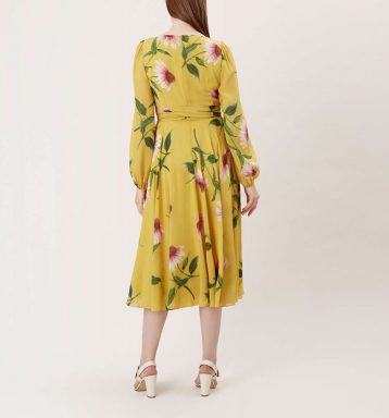 Hobbs Sadie Silk Floral Wrap Dress Yellow Multi