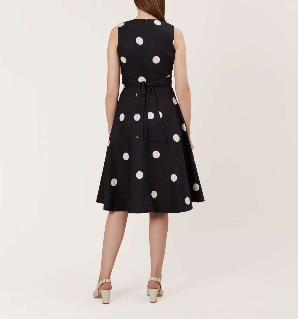 Hobbs Twitchill Linen Spot Dress Navy Ivory myonewedding