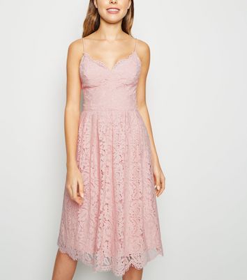 pink lace midi dress